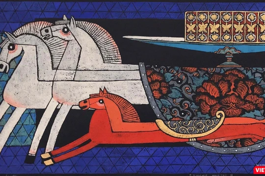 Một phần bức "Tam mã" của họa sĩ Vũ Đình Tuấn (Ảnh: BTC cung cấp) 