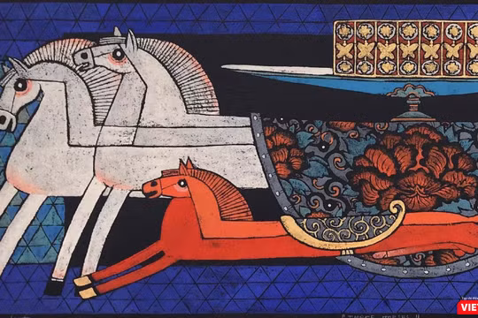 Một phần bức "Tam mã" của họa sĩ Vũ Đình Tuấn (Ảnh: BTC cung cấp) 