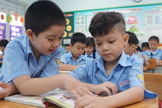 Học sinh Trường Tiểu học Triệu Thị Trinh, quận 10 trong một tiết học. Ảnh: Nguyễn Quyên