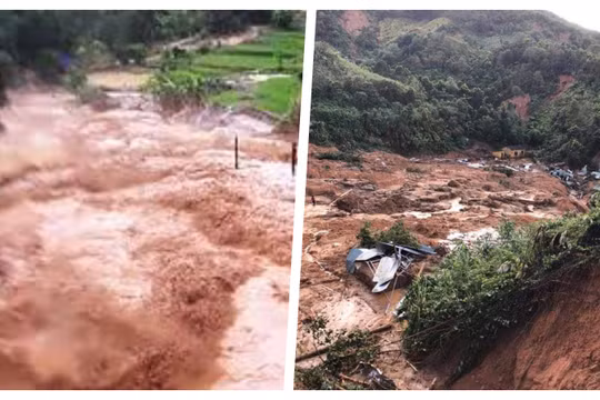 Video ghi lại cảnh lũ quét kinh hoàng ở Phước Sơn (Ảnh chụp lại màn hình video)