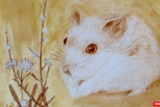 Tranh chuột đón Tết Canh Tý 2020 được vẽ bằng màu tự nhiên 