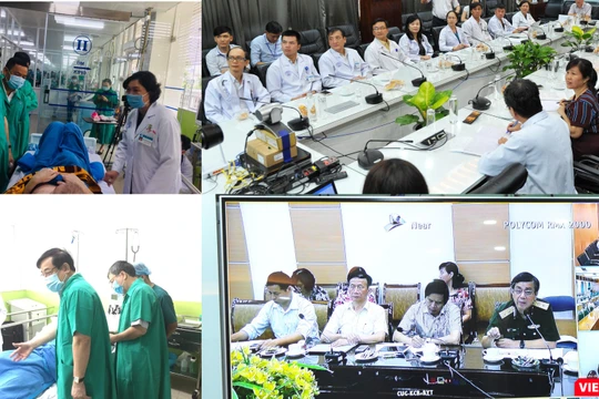 Cuộc hội chẩn online quy mô toàn quốc cuối cùng cho Bệnh nhân 91 trước khi về Anh (Ảnh: Hòa Bình ghép) 
