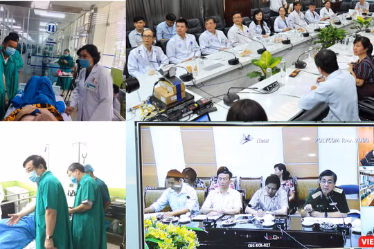 Cuộc hội chẩn online quy mô toàn quốc cuối cùng cho Bệnh nhân 91 trước khi về Anh (Ảnh: Hòa Bình ghép) 