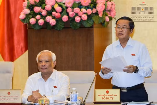 Phó Chủ tịch Quốc hội Đỗ Bá Tỵ phát biểu kết luận tại buổi họp. Ảnh: CTT Quốc hội