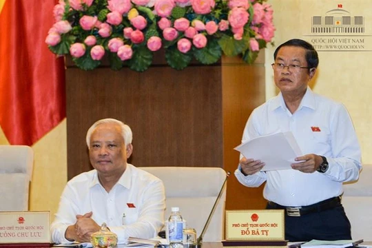 Phó Chủ tịch Quốc hội Đỗ Bá Tỵ phát biểu kết luận tại buổi họp. Ảnh: CTT Quốc hội