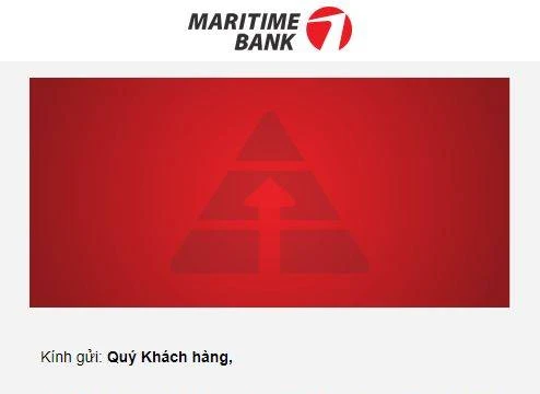 Maritime Bank gửi thư "trấn an" khách hàng. Ảnh chụp màn hình