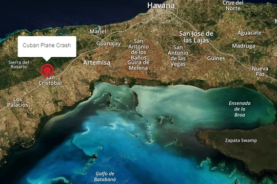 Bản đồ nơi máy bay gặp nạn