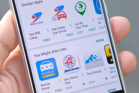 Rất nhiều ứng dụng gọi xe khác nhau trên Google Play Store - Ảnh: H.Đ