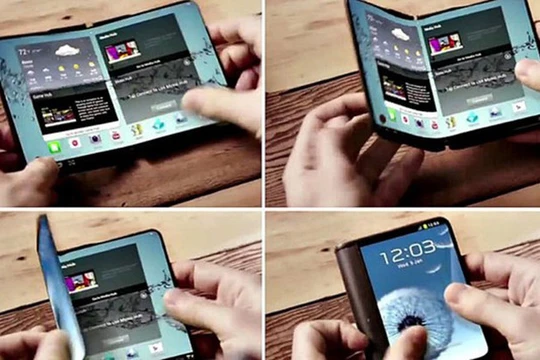 Hình ảnh được cho là thiết kế của chiếc smartphone dùng màn hình uốn dẻo gập lại được của Samsung