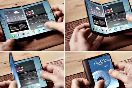 Hình ảnh được cho là thiết kế của chiếc smartphone dùng màn hình uốn dẻo gập lại được của Samsung