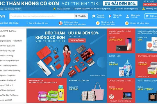 Một phần giao diện website Tiki.vn - Ảnh chụp màn hình