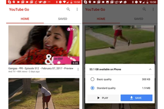 YouTube Go là một giải pháp hữu ích cho người dùng hay sử dụng 3G để xem video trực tuyến. Ảnh chụp màn hình