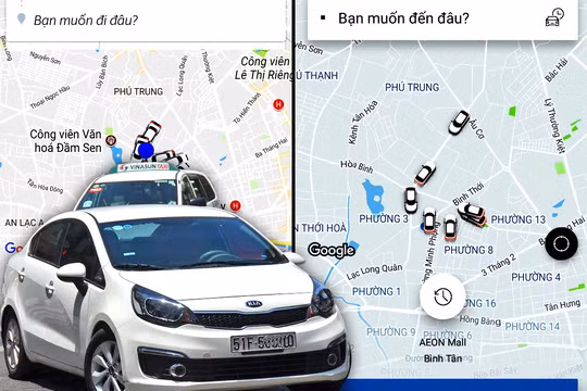 "Cuộc chiến" của taxi truyền thống với Grab, Uber chưa có hồi kết khi các bên đều không nhìn cùng một hướng Ảnh ghép: TẤN THẠNH
