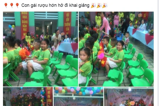 Con gái rượu hớn hở đi khai giảng