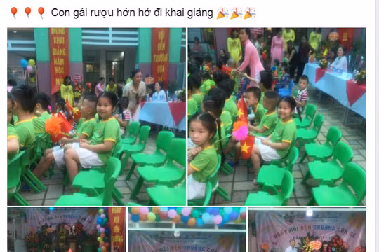 Con gái rượu hớn hở đi khai giảng