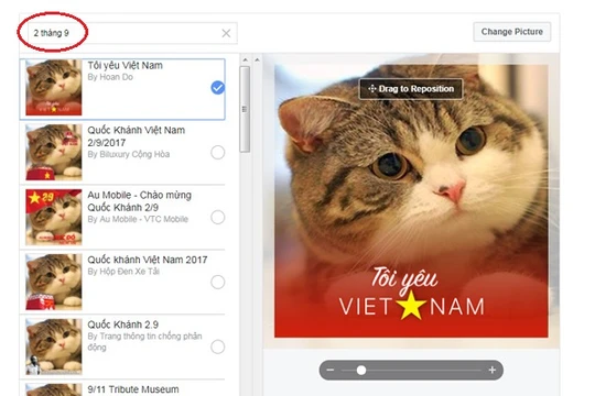 Trong vô số các mẫu khung ảnh hiện có thì chúng ta cần tìm ra khung ảnh đúng chủ đề mùng 2/9 bằng từ khóa.