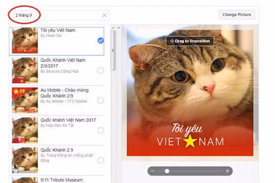 Trong vô số các mẫu khung ảnh hiện có thì chúng ta cần tìm ra khung ảnh đúng chủ đề mùng 2/9 bằng từ khóa.