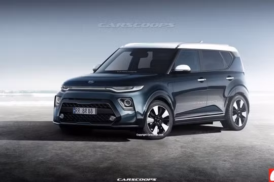 Hình ảnh dựng của Kia Soul 2020 dựa trên những gì mà các phóng viên đã chụp được khi mẫu xe này chạy thử trên đường. (Nguồn Carscoops)