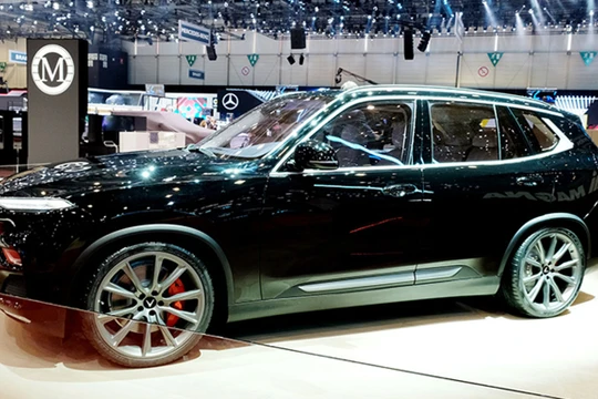 Mẫu VinFast Lux V8 hiện diện tại triển lãm ô tô Geneva 2019. (Ảnh: VinFast)