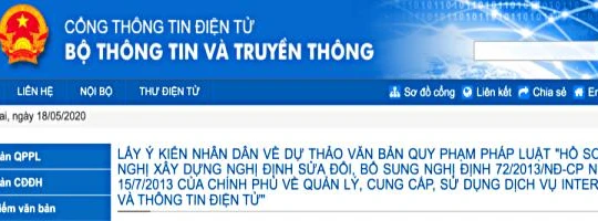 Dự thảo Nghị định được đăng trên Cổng của Chính phủ và Bộ TT&TT từ 23/4
