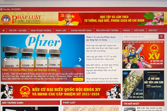 Giao diện trang tin điện tử của Viện Hỗ trợ Pháp lý và Bảo vệ Môi trường.