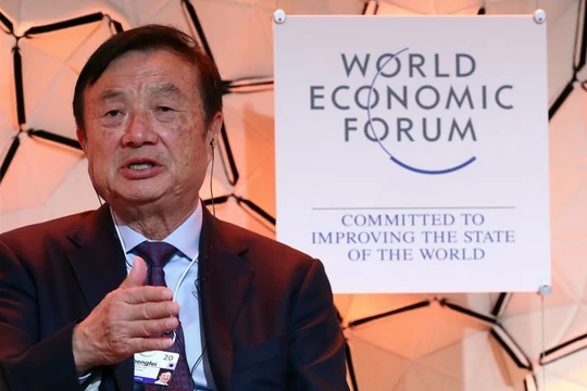 CEO, nhà sáng lập Huawei - ông Nhậm Chính Phi phát biểu tại cuộc họp thường niên lần thứ 50 của Diễn đàn Kinh tế Thế giới (WEF) ở Davos, Thụy Sĩ, ngày 21/1/2020.