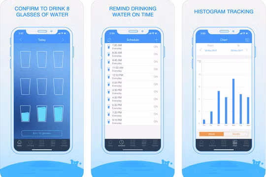 Hiện có rất nhiều ứng dụng nhắc nhở uống nước trên cửa hàng ứng dụng (Ảnh: TechUntold)