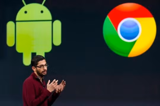 Sundar Pichai, phó chủ tịch cấp cao của Android, Chrome và Apps của Google Inc., phát biểu trong Hội nghị các nhà phát triển Google I / O (Ảnh: CNBC)