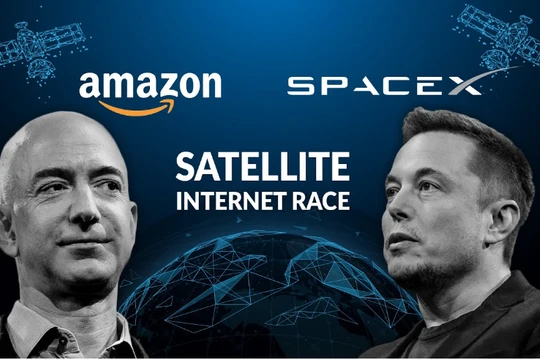 SpaceX vs Amazon: Cuộc chiến giành quyền thống trị Internet trong không gian (Ảnh: Gizmochina)
