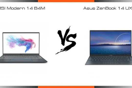 MSI Modern 14 vs Asus Zenbook 14 UX425 (Ảnh: TechNave)