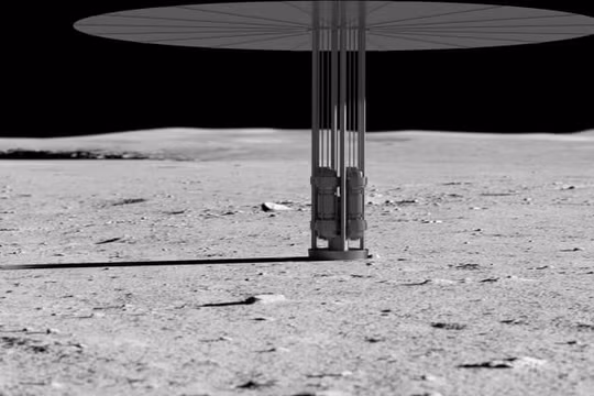 Hình minh họa khái niệm hệ thống điện phân hạch hạt nhân trên Mặt trăng (Ảnh: CNBC)