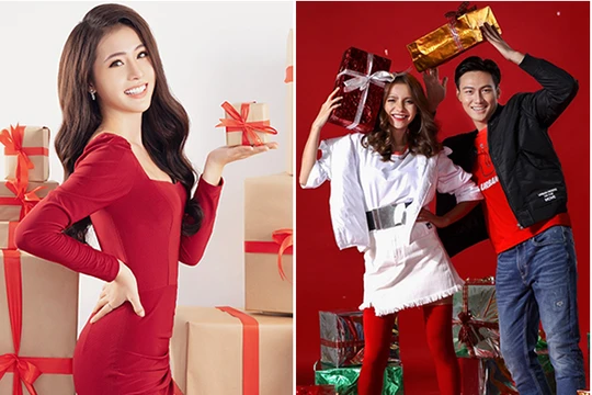 Các sao lộng lẫy trong màu đỏ truyền thống đón Giáng sinh 