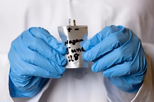 Nguyên mẫu pin polymer có thể uốn cong, co giãn được phát triển trong phòng thí nghiệm UH của GS Haleh Ardebili. Ảnh: Đại học Houston