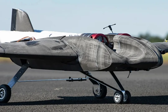 Một chiếc UAV tự sát không rõ thông tin chi tiết, thử nghiệm trên thao trường Boscombe Down. Ảnh QinetiQ