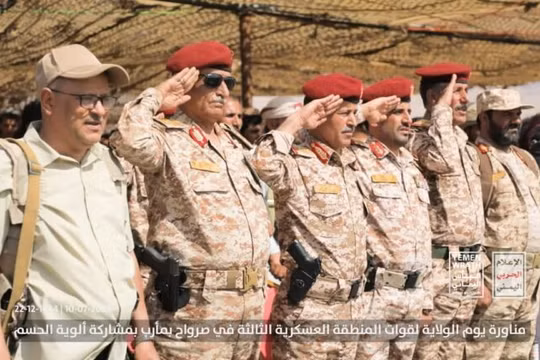 Diễn tập quân sự của phong trào Ansar Allah ở Sarwah phía tây tỉnh Marib. Ảnh video South Front