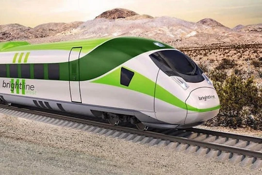 Brightline West có kế hoạch bắt đầu xây dựng tuyến tàu cao tốc giữa Los Angeles và Las Vegas. Ảnh Brightline West