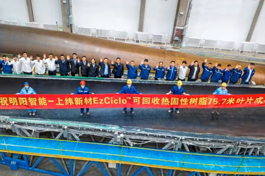 Công ty MingYang ra mắt cánh quạt tuabin điện gió có thể tái chế. Ảnh Electrek