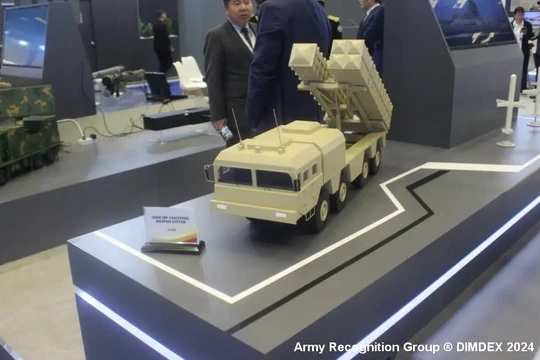 Tên lửa đạn đạo tầm ngắn SY-400 BP12-A được Trung Quốc được giới thiệu tại DIMDEX 2024. Ảnh: Army Registration.