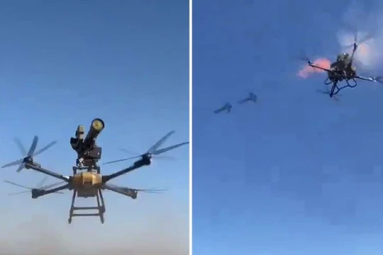 Phóng tên lửa chống tăng Fagot từ UAV VTOL. Ảnh Army Recognition.