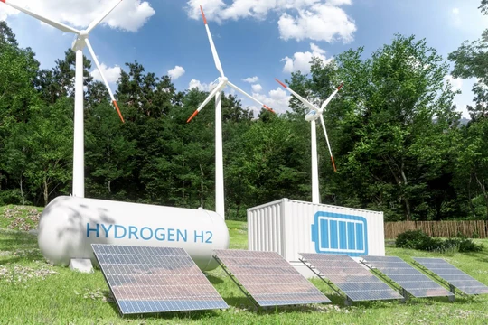 Sản xuất hydro xanh bằng điện phân với chất xúc tác sinh học, sử dụng năng lượng tái tạo. Ảnh Tech Xplore