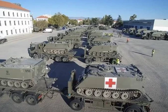 Các xe thiết giáp M113 Tây Ban Nha, chuẩn bị chuyển giao cho Ukraine. Ảnh Military Ukraine. 