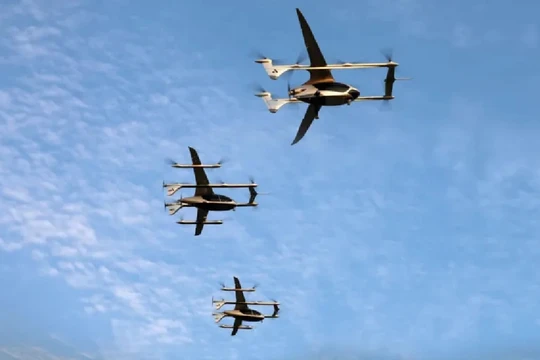 3 eVTOL AutoFlight cùng cất cánh trong một chuyến bay hàng ngang cùng nhau. Ảnh: AutoFlight