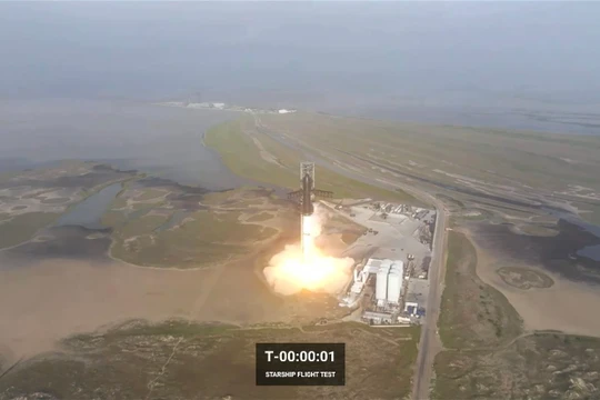 Phóng hệ thống tàu vũ trụ Starship ngày 20/4. Ảnh video SpaceX.