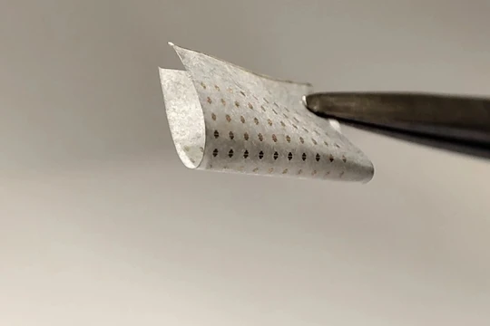 Cảm biến quang hồng ngoại lưới nano tellurium giá rẻ, được chế tạo trên giấy. Ảnh: TS Meng You, Đại học Thành phố Hồng Kông.