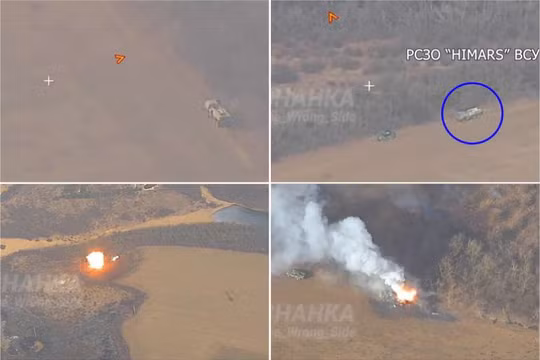 Tổ hợp pháo phản lực-tên lửa HIMARS bị tên lửa Iskander Nga phá hủy. Ảnh Army Recognition.