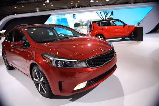 Xe ô tô Kia trong một triển lãm xe du lịch ở Mỹ. Ảnh CNBC