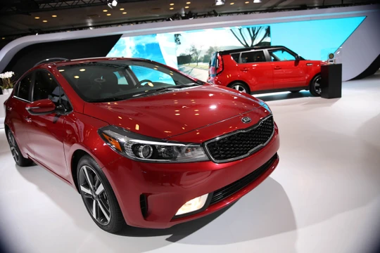 Xe ô tô Kia trong một triển lãm xe du lịch ở Mỹ. Ảnh CNBC