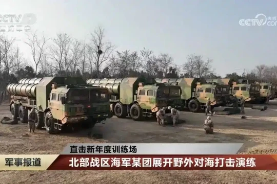 Lực lượng phòng thủ bờ biển Trung Quốc diễn tập sẵn sàng chiến đấu. Ảnh CCTV