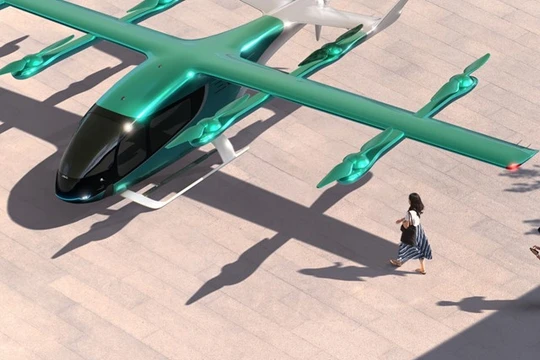 Đồ họa mô phỏng taxi bay eVTOL của công ty Eve Air Mobility. Ảnh Eve Air Mobility