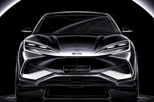 Mặt trước chiếc SUV điện BYD mới sắp ra mắt vào ngày 17/11. Ảnh Electrek